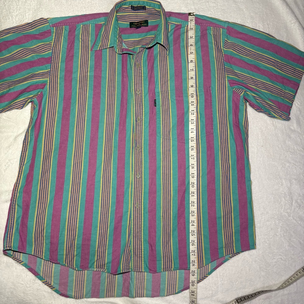 VTG Colors By Alexander Julian Large Multicolor Stripe Button Shirt - Picture 2 of 6